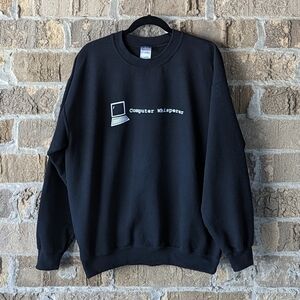 Vintage 90s Computer Whisperer Crew Neck Sweatshirt Black Unisex Large